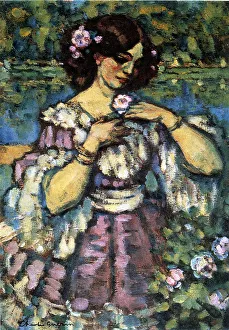 Woman With Rose, 1901. Artist: Charles Guerin Woman With Rose, 1901. Artist: Charles Guerin