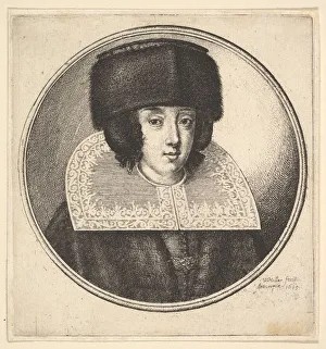 Woman with stiff lace collar and flat-crowned fur hat, 1645. Creator: Wenceslaus Hollar Woman with stiff lace collar and flat-crowned fur hat, 1645. Creator: Wenceslaus Hollar
