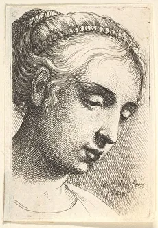 Woman with string of pearls in her hair looking downwards to right, 1645 Woman with string of pearls in her hair looking downwards to right, 1645