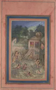 Women Bathing by Moonlight, Folio from the Davis Album, 18th century. Creator: Unknown Women Bathing by Moonlight, Folio from the Davis Album, 18th century. Creator: Unknown