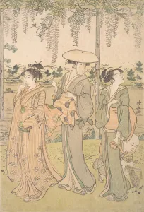 Three Women and a Small Boy beneath a Wisteria Arbor on the Bank of a Stream, ca. 1790 Three Women and a Small Boy beneath a Wisteria Arbor on the Bank of a Stream, ca. 1790