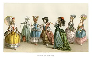 Womens fashions of the 18th century, (1885).Artist: Durin Womens fashions of the 18th century, (1885).Artist: Durin