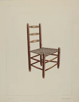 Wooden chair, probably 1938. Creator: Clyde L. Cheney Wooden chair, probably 1938. Creator: Clyde L. Cheney