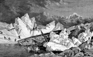 The wreck of the Hansa. Second German North Polar Expedition, 1870. Artist: Anonymous The wreck of the Hansa. Second German North Polar Expedition, 1870. Artist: Anonymous