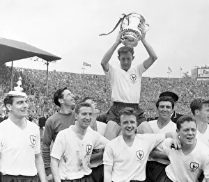 Danny Blanchflower holding the FA Cup aloft Danny Blanchflower holding the FA Cup aloft