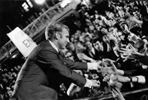 1966 England Gallery: England captain, Bobby Moore, shakes hands with jubilant supporters at the World Cup celebrations
