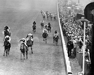 The finishing line of the Oaks race at Epsom 1950 The finishing line of the Oaks race at Epsom 1950