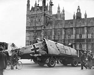 Commonwealth Gallery: German plane wreckage being removed