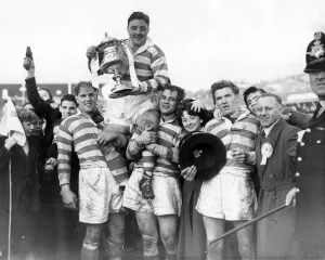 Jimmy Ledgard of Leigh with the Lancashire Cup trophy 1956 Jimmy Ledgard of Leigh with the Lancashire Cup trophy 1956