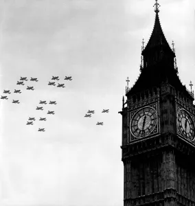 Battle Of Britain Prints: RAF Battle of Britain Anniversary Print, 1953 Flypast over Big Ben