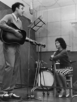 Marty Wilde recording in the studio in 1959