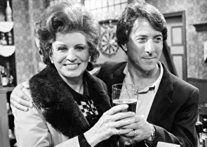 Pat Phoenix and Dustin Hoffman in the Rovers Return on the set o Pat Phoenix and Dustin Hoffman in the Rovers Return on the set o