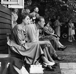 Duke Of Edinburgh Gallery: Princess Elizabeth and Prince Philip watching a cricket match at Windsor 1948