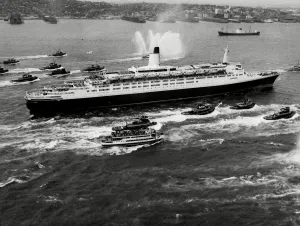 The QE2 ocean liner on her maiden voyage The QE2 ocean liner on her maiden voyage