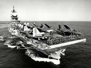 Royal Navy Prints: HMS Hermes Print, 1967 Aircraft Carrier at Sea