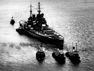 Prints of HMS King George V, battleship, part of the Royal Navy Reserve at Gareloch on the Clyde, Scotland Related Prints: HMS King George V Print, Battleship at Gareloch