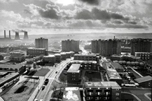 Wigan, Lancashire - tower blocks and power station 1979 Wigan, Lancashire - tower blocks and power station 1979