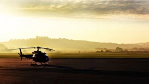 Army Air Corps Squirrel Helicopter shot at dawn on the airfield at Middle Wallop