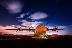 C-130J Illuminated at night at RAF St Athan C-130J Illuminated at night at RAF St Athan