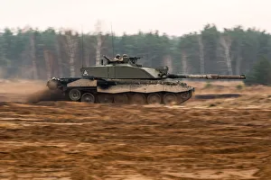 Challenger 2 Tank Moving Quickly During Exercise in Poland Challenger 2 Tank Moving Quickly During Exercise in Poland