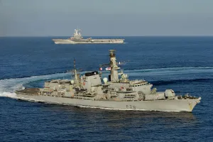 HMS Kent carries out manoeuvres with French Ship FS Charles De Gaulle as the pair HMS Kent carries out manoeuvres with French Ship FS Charles De Gaulle as the pair