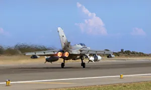 Image shows a Tornado GR4 powering down the runway at RAF Akrotiri in Cyprus Image shows a Tornado GR4 powering down the runway at RAF Akrotiri in Cyprus
