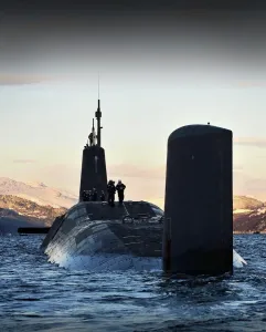 Print of Nuclear Submarine HMS Vanguard Returning to HMNB Clyde, Scotland