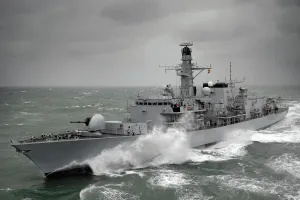 Warship Prints: Print of HMS KENT at Sea, south of the Isle of Wight