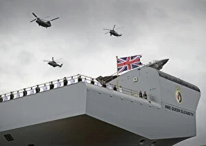 Images Dated 4th July 2014: The Queen Christens Royal NavyaS New Aircraft Carrier