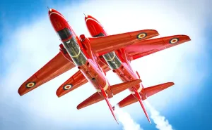 Red Arrows Prints: Print of The Synchro Pair in Flight