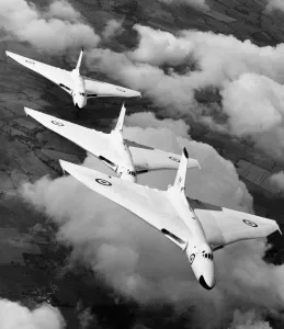 Vulcan Bomber Prints: Vulcan Bomber Print: RAF Waddington Formation 1957