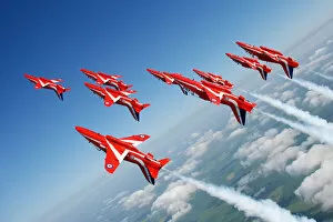 The Red Arrows display over RAF Scampton