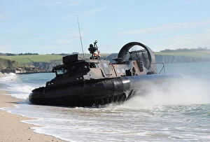 Images Dated 5th October 2012: Royal Marine LCAC(LR) Hovercraft Landing on a Beach