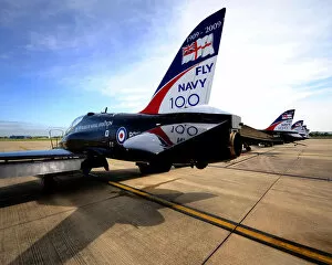Images Dated 21st April 2009: Royal Navy Hawk Aircraft with Fly Navy 100 Livery
