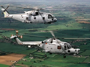 Images Dated 6th October 2004: A Royal Navy Merlin (top) and Lynx Mk 8 helicopter