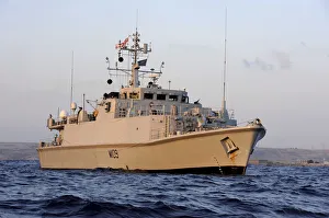 Royal Navy Sandown Class Mine Countermeasures Vessel HMS Bangor Operating near Tobruk Royal Navy Sandown Class Mine Countermeasures Vessel HMS Bangor Operating near Tobruk