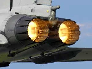 Images Dated 29th August 2007: A Typhoon F2 fighter ignites its afterburners whilst taking off from RAF Coningsby