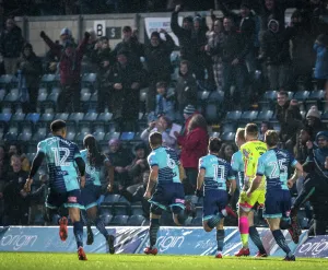 Marcus Bean celebrates after scoring against Carlisle United