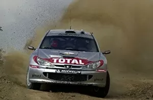 Images Dated 19th April 2002: 2002 Cyprus Rally: Richard Burns Peugeot 206 WRC in action on Stage 1