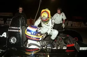 Images Dated 10th January 2002: Asia Pacific Le Mans Series: C Tinseau helps M Goossens into the DAMS during practice