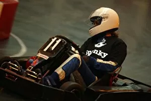 Images Dated 10th January 2003: Autosport International Show: ITV pit lane reporter Louise Goodman tries out the indoor karting