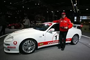 Images Dated 9th December 2002: Bologna Motorshow: Luciano Burti Ferrari Test Driver with the Maserati Trofeo