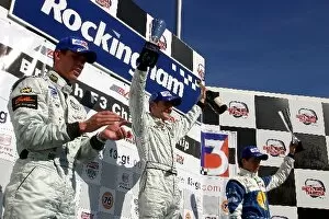 Images Dated 3rd August 2003: British Formula Three Championship: Race 2 podium L to R, Alan van der Merwe Carlin Motorsport