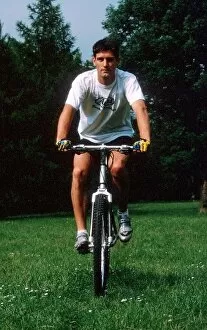 Images Dated 18th July 2001: Drivers At Home feature: Mark Webber likes to cycle through his local forest