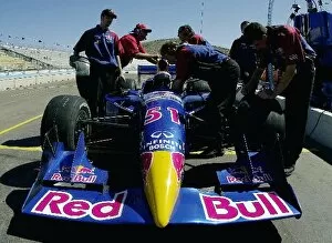 Images Dated 18th March 2002: Eddie Cheever prepares for practice in his Red Bull Dallara Infiniti at the Copper World 200