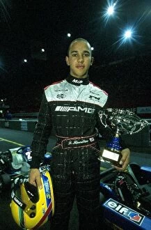 Images Dated 13th December 2000: ELF Karting Masters 2000: Lewis Hamilton won Saturdays final but suffered a fuel feed problem