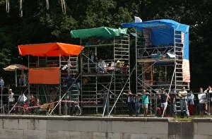 Images Dated 21st June 2003: Fans build large stands to have a better view on the track. DTM Championship