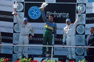 Images Dated 21st February 2001: Formula 3000 Championship: Race winner Bruno Junqueira, centre, with second place A Scheld, left