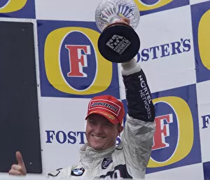 Images Dated 27th August 2000: Formula One Belgian Grand Prix Sunday Race Ralf Schumacher celebrates his 3rd place