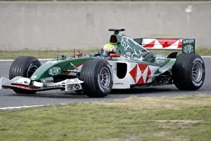 Images Dated 18th January 2004: Formula One Launch: Mark Webber shakes down the new Jaguar Cosworth R5